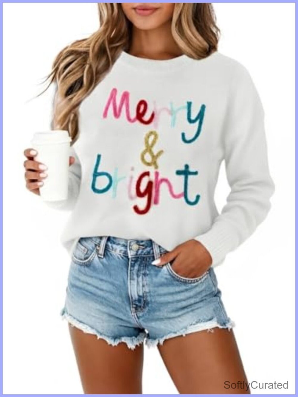 Women's Round Neck Pullover Sweater Long Sleeve Knit Casual Christmas Tops